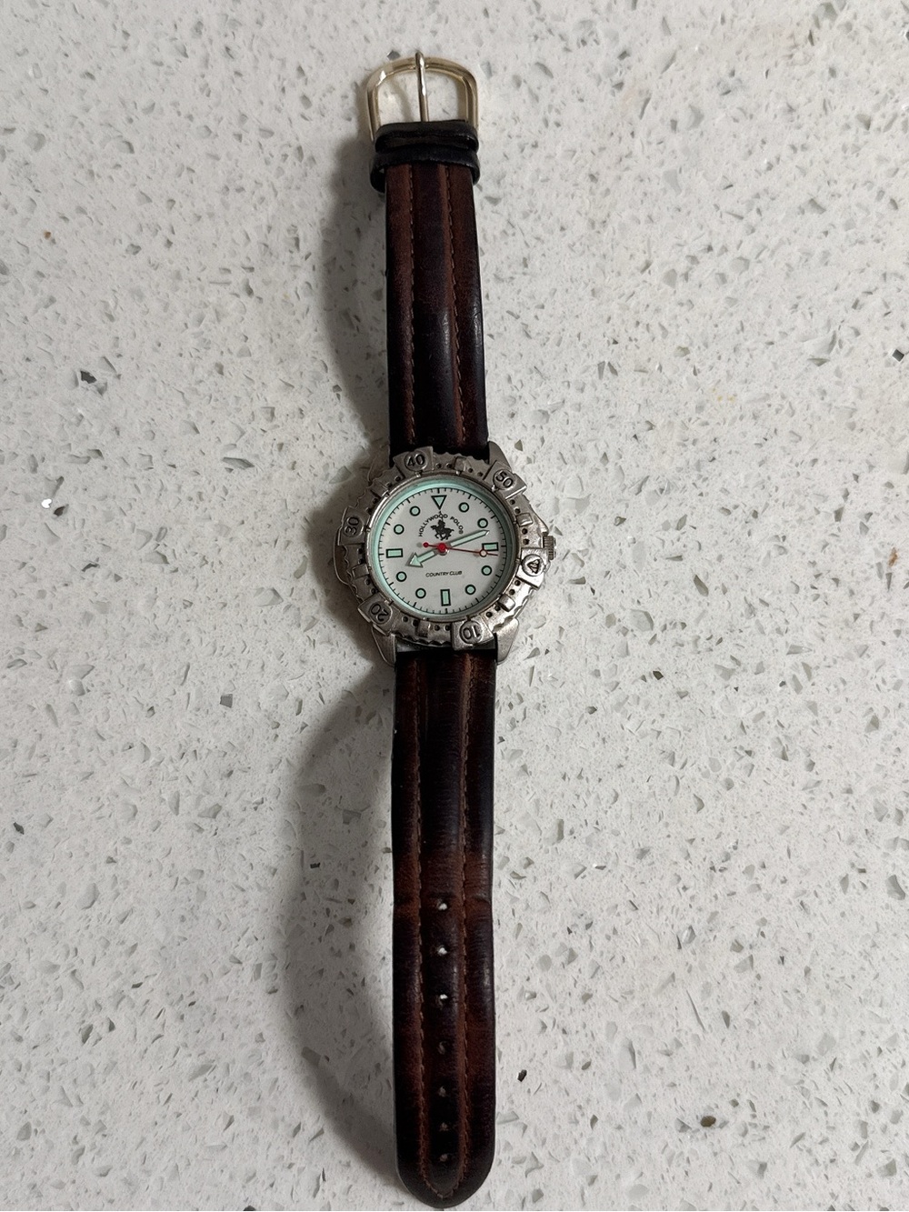 Men's Brown Leather Strap Watch with Silver Case